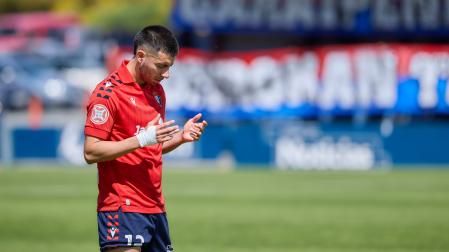 El lateral argentino Rufo Lucero, una de las novedades de este curso, en el último duelo en Tajonar del Promesas ante el Talavera