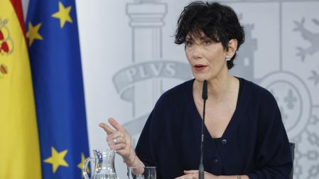La ministra de Inclusión, Seguridad Social y Migraciones y portavoz del Gobierno, Elma Saiz, durante su comparecencia tras el Consejo de Ministros