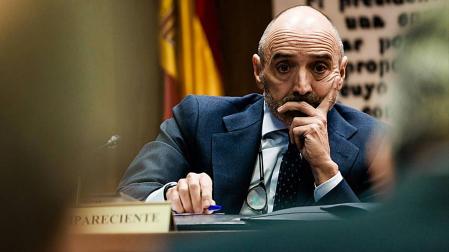 Julio Martínez, el pasado abril, en la comisión del investigación del ‘caso Koldo’ en el Senado