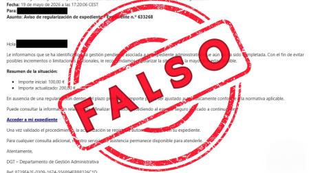 Mensaje falso de multa