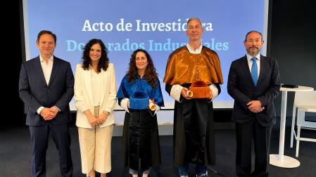 Paul G. Tobin, director global de Talento y Cultura de BBVA; Paloma Grau, vicerrectora de Investigación y Sostenibilidad de la Universidad de Navara; Paloma Marin, Jesús Renero y Jesús López Fidalgo
