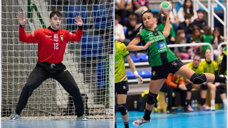 Ander Martín, meta de Anaitasuna, y Luzia Zamora, extremo derecha del Replasa Beti Onak, galardonados por su temporada