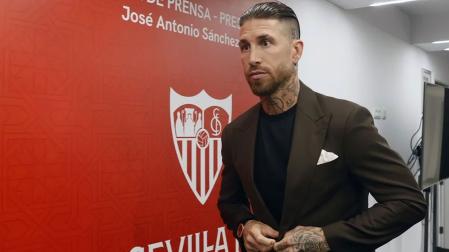 El exfutbolista Sergio Ramos, en la sala de prensa del Sevilla