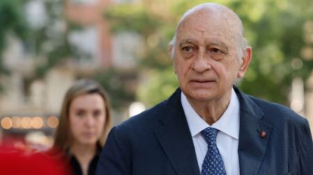 El exministro del Interior Jorge Fernández Díaz a su llegada este jueves a la Audiencia Nacional de Madrid para declarar como acusado