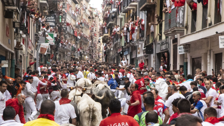 Un encierro, en la calle Estafeta