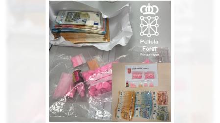 Sustancias y dinero incautado en registro del vehículo en la N121 Caparroso
