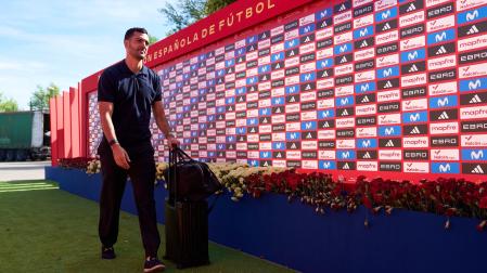 Mikel Merino a su llegada a Las Rozas