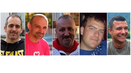 De izda. a dcha., Fermín Sola, Miguel Crespo, Jesús Vidaurreta. Juan Domínguez y Miguel D'Entremont