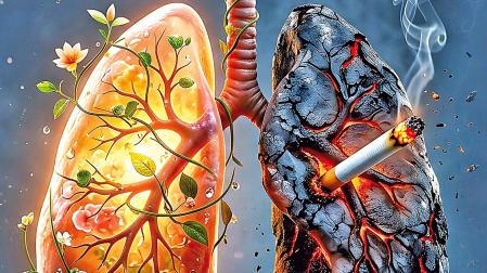 Dos pulmones, uno de fumador y otro de no fumador