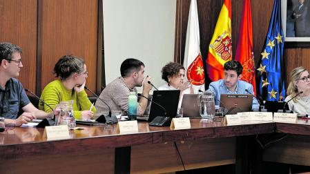 Concejales de EH Bildu, Geroa Bai y PSN en un pleno del Ayuntamiento de Estella