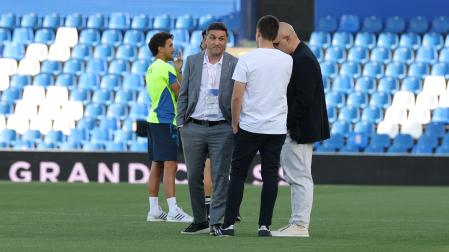 Braulio, Cata y Lisci, antes del partido en Getafe.