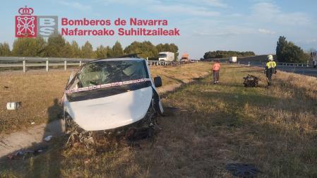 Dos heridos tras una salida de vía en Murchante