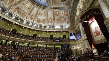 El papa León XIV pronuncia este lunes en el hemiciclo del Congreso de los Diputados un esperado e histórico discurso durante su visita a España.