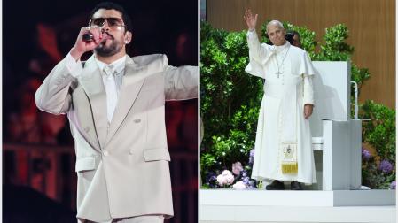 León XIV y Bad Bunny se encontraron este lunes en el Bernabéu