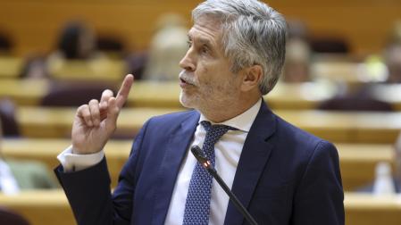 El ministro del Interior, Fernando Grande-Marlaska, interviene en la sesión de control al Gobierno celebrada este martes en el Senado
