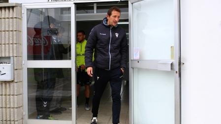 Luis Miguel Ramis, en un entrenamiento con el Albacete en Tajonar en 2019