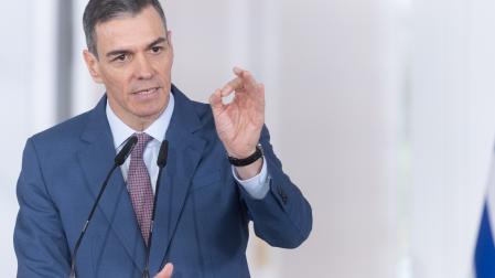 El presidente del Gobierno, Pedro Sánchez, en rueda de prensa en Moncloa. Europa Press
