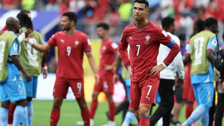 Gesto contrariado de Cristiano Ronaldo tras terminar el estreno en el Mundial 2026 con empate contra Congo