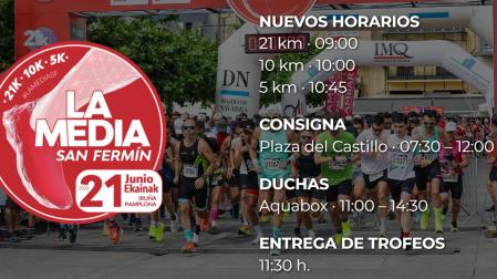 El anuncio de los nuevos horarios y de la adecuación del resto de servicios de La Media San Fermín para este domingo 21.