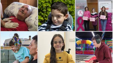 Un usuario del Club Deportivo El Molino; Aimar, un niño con una enfermedad rara; El programa de atención psicológica de Saray también ha resultado apoyado; Uxue, una niña con el síndrome de Argonauta; Martina tiene síndrome de dolor regional complejo; y un usuario de la asociación de personas afectadas por ELA.