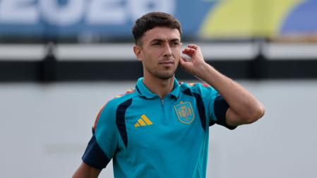 El centrocampista de la selección española Martin Zubimendi este sábado en Atlanta durante el entrenamiento del equipo