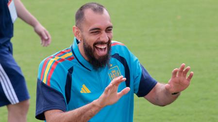 El delantero de la selección española Borja Iglesias este sábado en Atlanta durante el entrenamiento del equipo