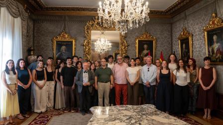 Participantes en el Campus Ultzama, recibidos este lunes en el Palacio de Navarra.