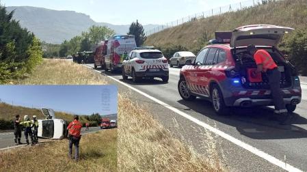 Bomberos, Policía Foral y personal de emergencias han tenido que atender a la herida en un accidente ocurrido este martes en Arbizu
