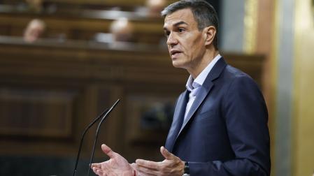 El presidente del Gobierno, Pedro Sánchez interviene en la sesión de control al Gobierno en el Congreso de los Diputados celebrada este miércoles