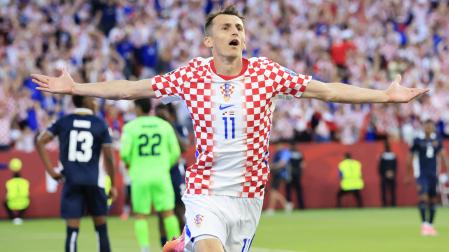 FOTODELDÍA GR3077. TORONTO (CANADÁ), 23/06/2026.- Ante Budimir de Croacia celebra un gol este martes, en un partido del grupo L del Mundial de la FIFA 2026 entre Panamá y Croacia en el estadio BMO en Toronto (Canadá). EFE/ Bienvenido Velasco