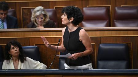 La ministra de Inclusión, Seguridad Social y Migraciones y portavoz del Gobierno, Elma Saiz, interviene en el pleno del Congreso de los Diputados de este miércoles