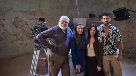 Desde la izq., los cuatro protagonistas del filme: los mexicanos Joaquín Cosío y Patricia Reyes Spíndola (izq.), junto a los españoles Carmen Muga y Cristian Gamero.