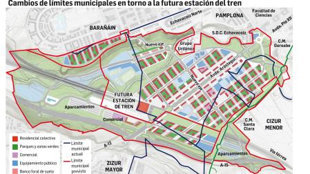Cambios de límites municipales en torno a la futura estación del tren