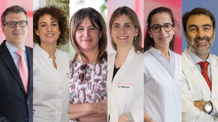 De izquierda a derecha, los profesionales reconocidos en la segunda edición del Reconocimiento Experiencia del Paciente: Félix Astillero González del Campo, Sandra Iturralde Esteban, Marian Jurado López, Laura Muñoz Sáa, Beatriz Ruiz Pedraza y Álvaro Ruiz Zambrana han sido galardonados con los premios del Reconocimiento de Experiencia del Paciente