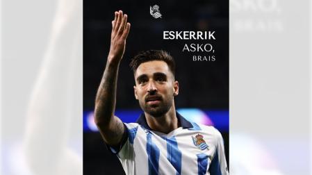 Foto publicada por la Real Sociedad en redes tras comunicar el traspaso de Brais Méndez