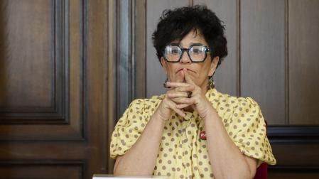 La consejera de Interior, Función Pública y Justicia, Inma Jurío, durante la presentación del dispositivo policial de los Sanfermines.