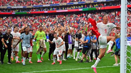Los jugadores de Marruecos celebran el triunfo contra Canadá