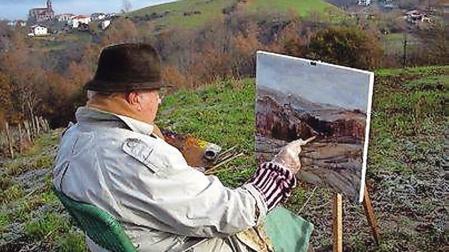 Elías Garralda pintando