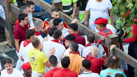 Segundo encierro de San Fermín 2026 con toros de Cebada Gago en Telefónica.