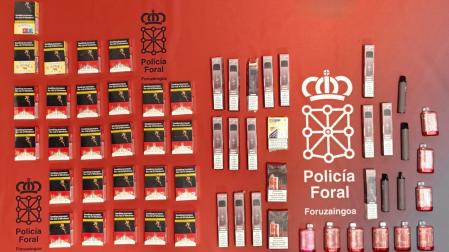 Tabaco de contrabando y 'vapers' incautados por la Policía Foral.