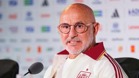 El seleccionador español de fútbol, Luis de la Fuente, en la rueda de prensa anterior al partido frente a Bélgica