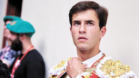 Samuel Navalón, en la novillada del 5 de julio de 2024 en Pamplona, en la que quedó inédito por la lluvia
