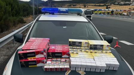 Cajetillas de tabaco de contrabando intervenidas por la Guardia Civil de Navarra cuyo valor de mercado supera los 3.600 euros