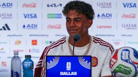 Lamine Yamal durante la rueda de prensa de este lunes en Dallas