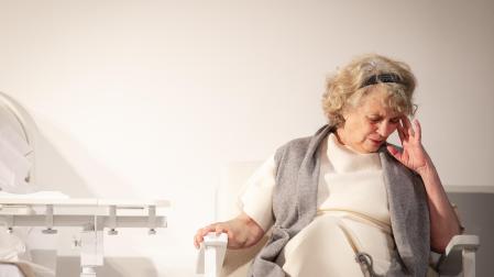 La veterana actriz Gloria Muñoz, que interpreta a Michka, protagonista de la obra teatral ‘Las Gratitudes’, que se presenta esta noche en La Cava del 27º Festival de Olite