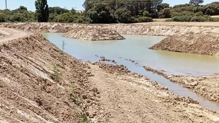 Actuación en una de las balsas secundarias del barranco Ábaco de Tafalla