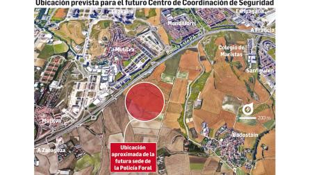 Mapa con la zona en la que va el futuro Centro de Coordinación de Seguridad