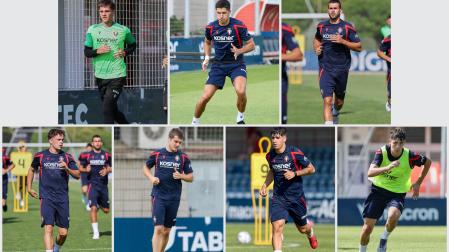 En la fila superior, de izda. a dcha., Rafa Fernández (22 años), Álex Jiménez (21 años) y Unai Santos (20 años). En la inferior, Mauro Echegoyen (20 años), Miguel Auría (21 años), Unai Morales (20 años) y Asier Bonel (18 años).