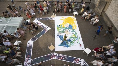 Danza sobre lienzo y viola en 'Desconcierto', la propuesta en el arranque de los '9 Soles' en el Museo de Navarra