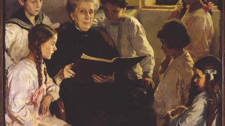 'Abuela y nietos', un óleo sobre lienzo del pintor de Ferrol Fernando Álvarez de Sotomayor y Zaragoza, en el Museo de Bellas Artes de A Coruña.